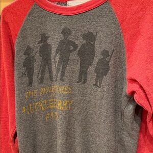 Out of Print Red and Gray Huckleberry Finn Kids Raglan Tee
